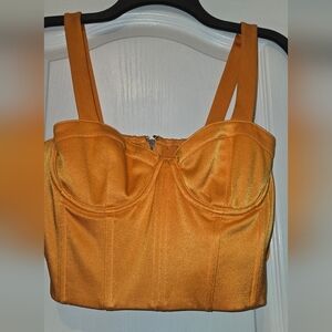 Alice + Olivia Vibrant Orange Satin Crop Top